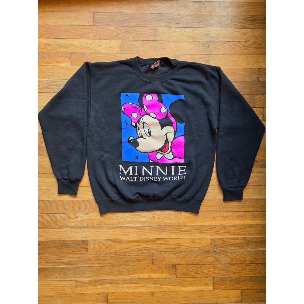 Vintage 90s Minnie Mouse Walt Disney World Black crewneck Sweatshirt size small